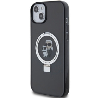 Karl Lagerfeld KLHMP15SHMRSKCK iPhone 15 6,1&quot; černé/černé pevné pouzdro Ring Stand Karl&amp;Choupette MagSafe