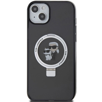 Karl Lagerfeld KLHMP15SHMRSKCK iPhone 15 6,1&quot; černé/černé pevné pouzdro Ring Stand Karl&amp;Choupette MagSafe