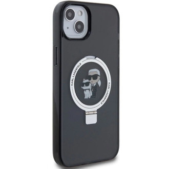 Karl Lagerfeld KLHMP15SHMRSKCK iPhone 15 6,1&quot; černé/černé pevné pouzdro Ring Stand Karl&amp;Choupette MagSafe