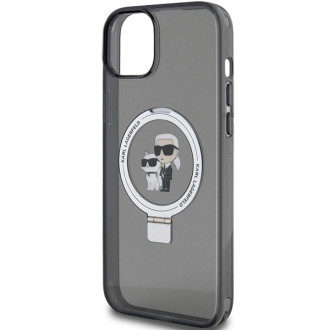 Karl Lagerfeld KLHMP15SHMRSKCK iPhone 15 6,1&quot; černé/černé pevné pouzdro Ring Stand Karl&amp;Choupette MagSafe