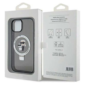 Karl Lagerfeld KLHMP15SHMRSKCK iPhone 15 6,1&quot; černé/černé pevné pouzdro Ring Stand Karl&amp;Choupette MagSafe