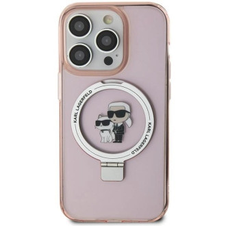 Karl Lagerfeld KLHMP15SHMRSKCP iPhone 15 6,1&quot; růžové/růžové pevné pouzdro Ring Stand Karl&amp;Choupette MagSafe