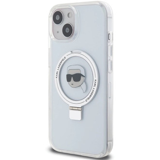 Karl Lagerfeld KLHMP15SHMRSKHH iPhone 15 6,1&quot; bílé/bílé pevné pouzdro Ring Stand Karl Head MagSafe