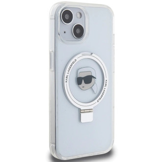 Karl Lagerfeld KLHMP15SHMRSKHH iPhone 15 6,1&quot; bílé/bílé pevné pouzdro Ring Stand Karl Head MagSafe