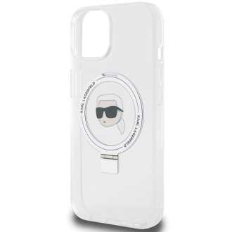 Karl Lagerfeld KLHMP15SHMRSKHH iPhone 15 6,1&quot; bílé/bílé pevné pouzdro Ring Stand Karl Head MagSafe