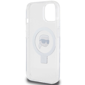 Karl Lagerfeld KLHMP15SHMRSKHH iPhone 15 6,1&quot; bílé/bílé pevné pouzdro Ring Stand Karl Head MagSafe