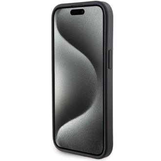 Pouzdro Ferrari Grip Stand Metal Logo pro iPhone 15 - černé