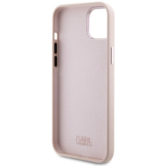Karl Lagerfeld silikonové pouzdro Choupette Metal Pin pro iPhone 15 - růžové