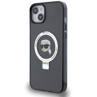 Karl Lagerfeld Ring Stand Pouzdro Karl Head MagSafe pro iPhone 15 Plus / 14 Plus - černé