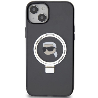 Karl Lagerfeld Ring Stand Pouzdro Karl Head MagSafe pro iPhone 15 Plus / 14 Plus - černé