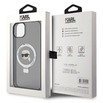 Karl Lagerfeld Ring Stand Pouzdro Karl Head MagSafe pro iPhone 15 Plus / 14 Plus - černé
