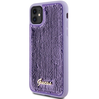 Guess Sequin Script Kovové pouzdro pro iPhone 11 / Xr - fialové