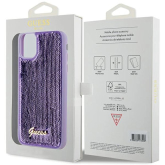 Guess Sequin Script Kovové pouzdro pro iPhone 11 / Xr - fialové