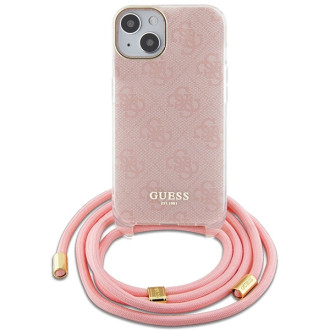 Guess Crossbody Cord 4G Print pouzdro pro iPhone 15 / 14 / 13 - růžové
