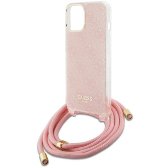 Guess Crossbody Cord 4G Print pouzdro pro iPhone 15 / 14 / 13 - růžové