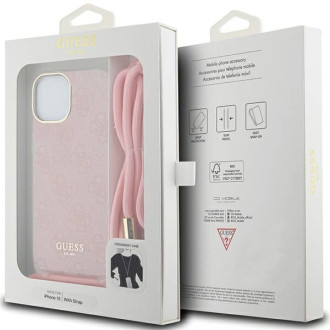 Guess Crossbody Cord 4G Print pouzdro pro iPhone 15 / 14 / 13 - růžové