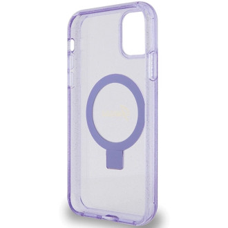 Guess Ring Stand Script Glitter MagSafe pouzdro pro iPhone 11 / Xr - fialové