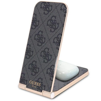 Guess 4G Pattern MagSafe skládací 2v1 15W indukční nabíječka - černá