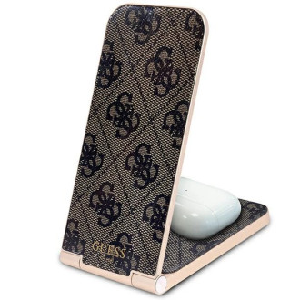 Guess 4G Pattern MagSafe skládací 2v1 15W indukční nabíječka - hnědá