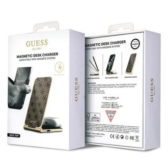 Guess 4G Pattern MagSafe skládací 2v1 15W indukční nabíječka - hnědá