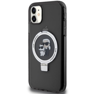 Karl Lagerfeld Ring Stand Pouzdro Karl&Choupette MagSafe pro iPhone 11 / Xr - černé