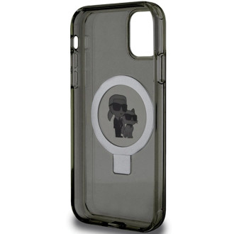 Karl Lagerfeld Ring Stand Pouzdro Karl&Choupette MagSafe pro iPhone 11 / Xr - černé
