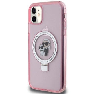 Karl Lagerfeld Ring Stand Pouzdro Karl&Choupette MagSafe pro iPhone 11 / Xr - růžové