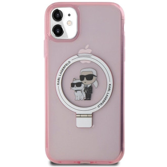 Karl Lagerfeld Ring Stand Pouzdro Karl&Choupette MagSafe pro iPhone 11 / Xr - růžové