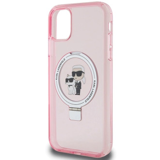 Karl Lagerfeld Ring Stand Pouzdro Karl&Choupette MagSafe pro iPhone 11 / Xr - růžové