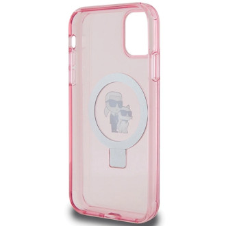 Karl Lagerfeld Ring Stand Pouzdro Karl&Choupette MagSafe pro iPhone 11 / Xr - růžové