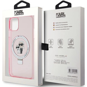 Karl Lagerfeld Ring Stand Pouzdro Karl&Choupette MagSafe pro iPhone 11 / Xr - růžové