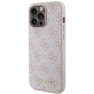 Pouzdro Guess 4G Metal Gold Logo pro iPhone 15 Pro Max - růžové