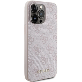 Pouzdro Guess 4G Metal Gold Logo pro iPhone 15 Pro Max - růžové