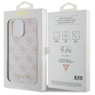 Pouzdro Guess 4G Metal Gold Logo pro iPhone 15 Pro Max - růžové