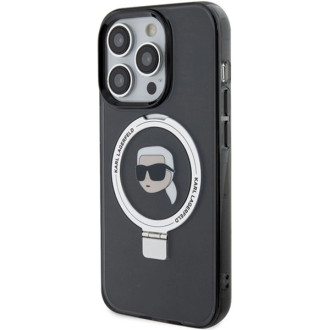 Karl Lagerfeld KLHMP15XHMRSKHK iPhone 15 Pro Max 6,7&quot; černo/černé pevné pouzdro Ring Stand Karl Head MagSafe