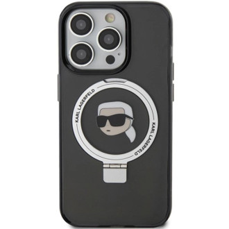 Karl Lagerfeld KLHMP15XHMRSKHK iPhone 15 Pro Max 6,7&quot; černo/černé pevné pouzdro Ring Stand Karl Head MagSafe