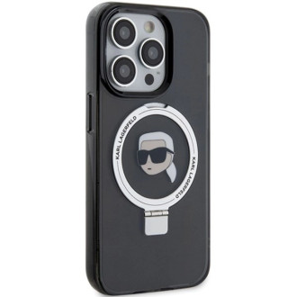 Karl Lagerfeld KLHMP15XHMRSKHK iPhone 15 Pro Max 6,7&quot; černo/černé pevné pouzdro Ring Stand Karl Head MagSafe