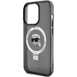 Karl Lagerfeld KLHMP15XHMRSKHK iPhone 15 Pro Max 6,7&quot; černo/černé pevné pouzdro Ring Stand Karl Head MagSafe