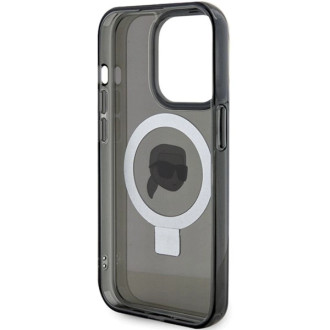 Karl Lagerfeld KLHMP15XHMRSKHK iPhone 15 Pro Max 6,7&quot; černo/černé pevné pouzdro Ring Stand Karl Head MagSafe