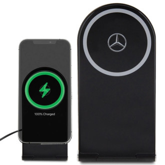 Mercedes Silver Stars MagSafe skládací 2v1 15W indukční nabíječka - černá