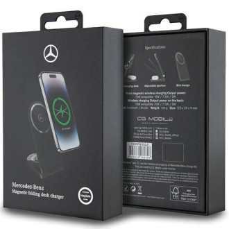 Mercedes Silver Stars MagSafe skládací 2v1 15W indukční nabíječka - černá