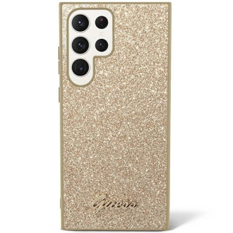 Pouzdro Guess Glitter Script pro Samsung Galaxy S24 Ultra - zlaté