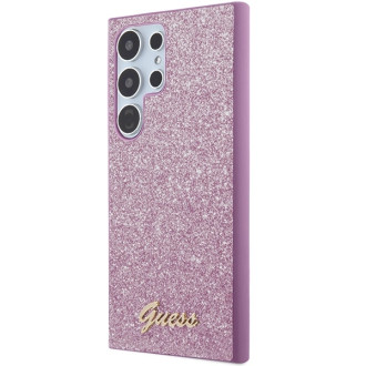 Pouzdro Guess Glitter Script pro Samsung Galaxy S24 Ultra - fialové