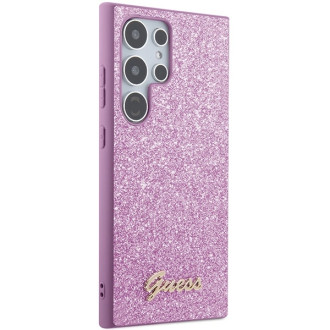 Pouzdro Guess Glitter Script pro Samsung Galaxy S24 Ultra - fialové