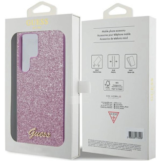 Pouzdro Guess Glitter Script pro Samsung Galaxy S24 Ultra - fialové