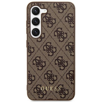 Pouzdro Guess 4G Metal Gold Logo pro Samsung Galaxy S24+ - hnědé