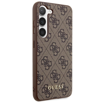Pouzdro Guess 4G Metal Gold Logo pro Samsung Galaxy S24+ - hnědé