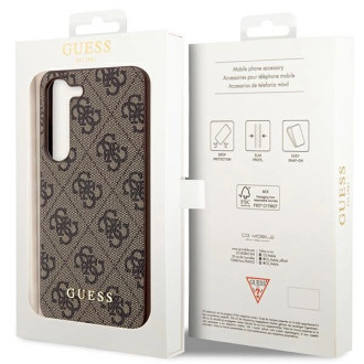 Pouzdro Guess 4G Metal Gold Logo pro Samsung Galaxy S24+ - hnědé