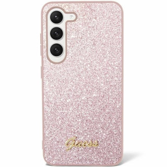 Pouzdro Guess Glitter Script pro Samsung Galaxy S24+ - růžové