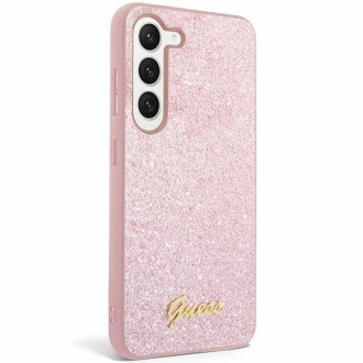 Pouzdro Guess Glitter Script pro Samsung Galaxy S24+ - růžové